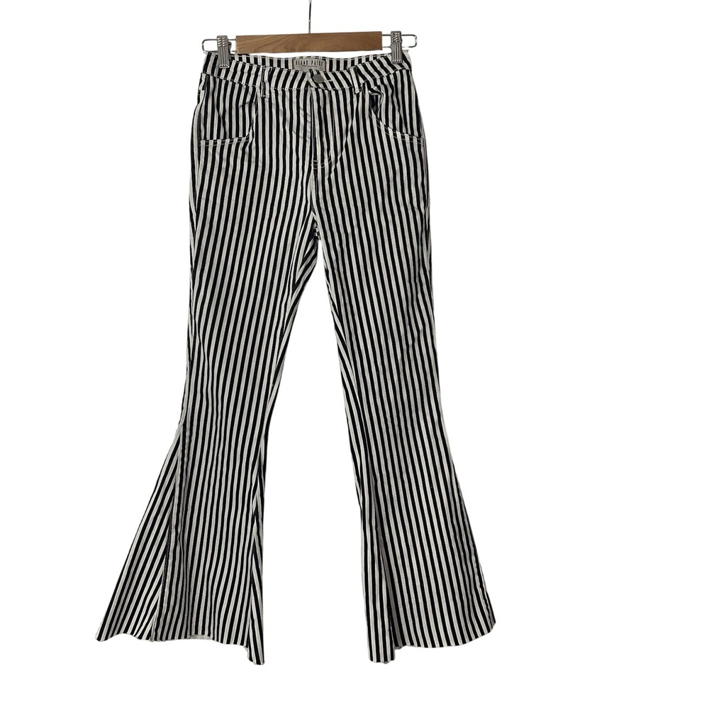 Blank Paige‎ Stripe Black White Bell Bottoms Flare Jeans Size Small